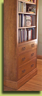 custom walnet bookcase built with high quality craftsmanship